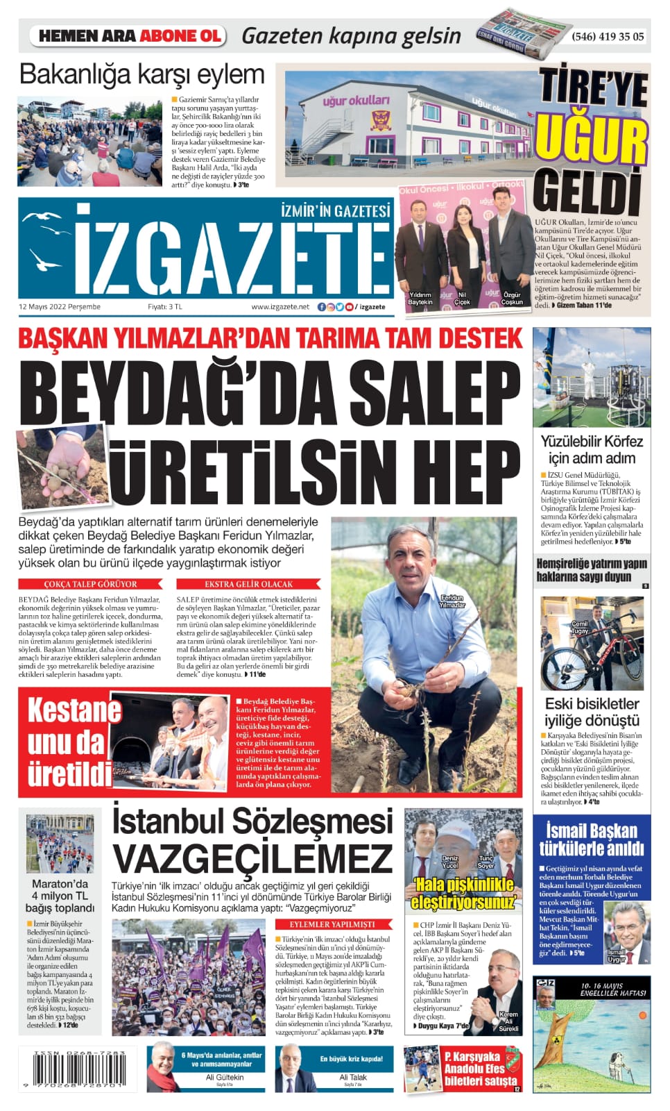 İz Gazete - İzmir'in Gazetesi - 12.05.2022 Manşeti