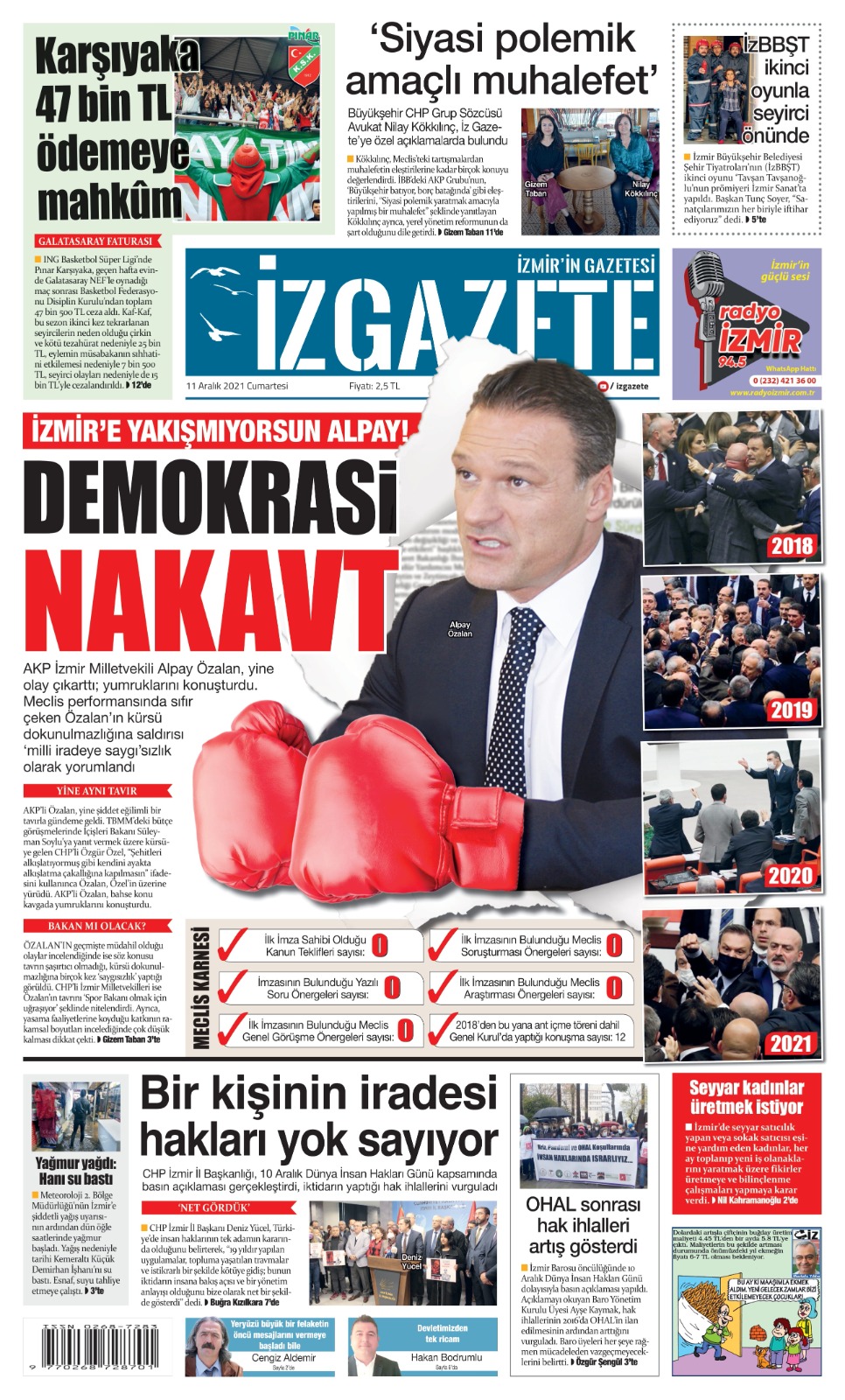İz Gazete - İzmir'in Gazetesi - 11.12.2021 Manşeti
