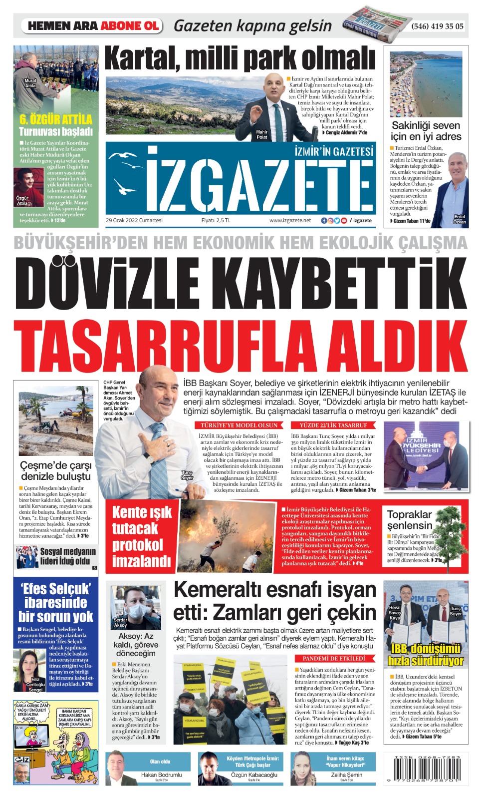 İz Gazete - İzmir'in Gazetesi - 29.01.2022 Manşeti