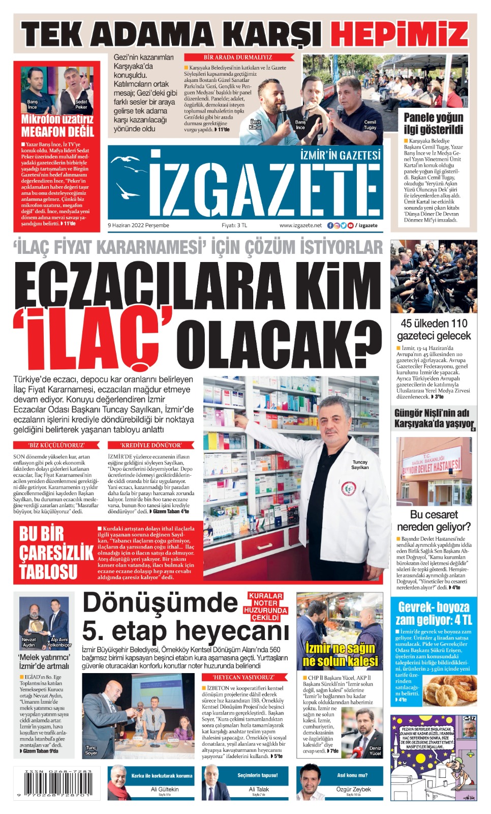 İz Gazete - İzmir'in Gazetesi - 09.06.2022 Manşeti