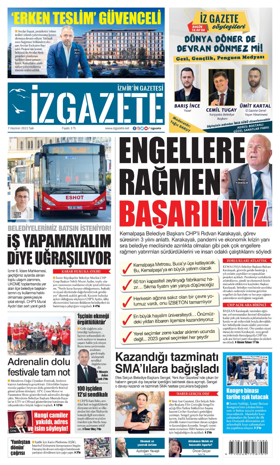 İz Gazete - İzmir'in Gazetesi - 07.06.2022 Manşeti