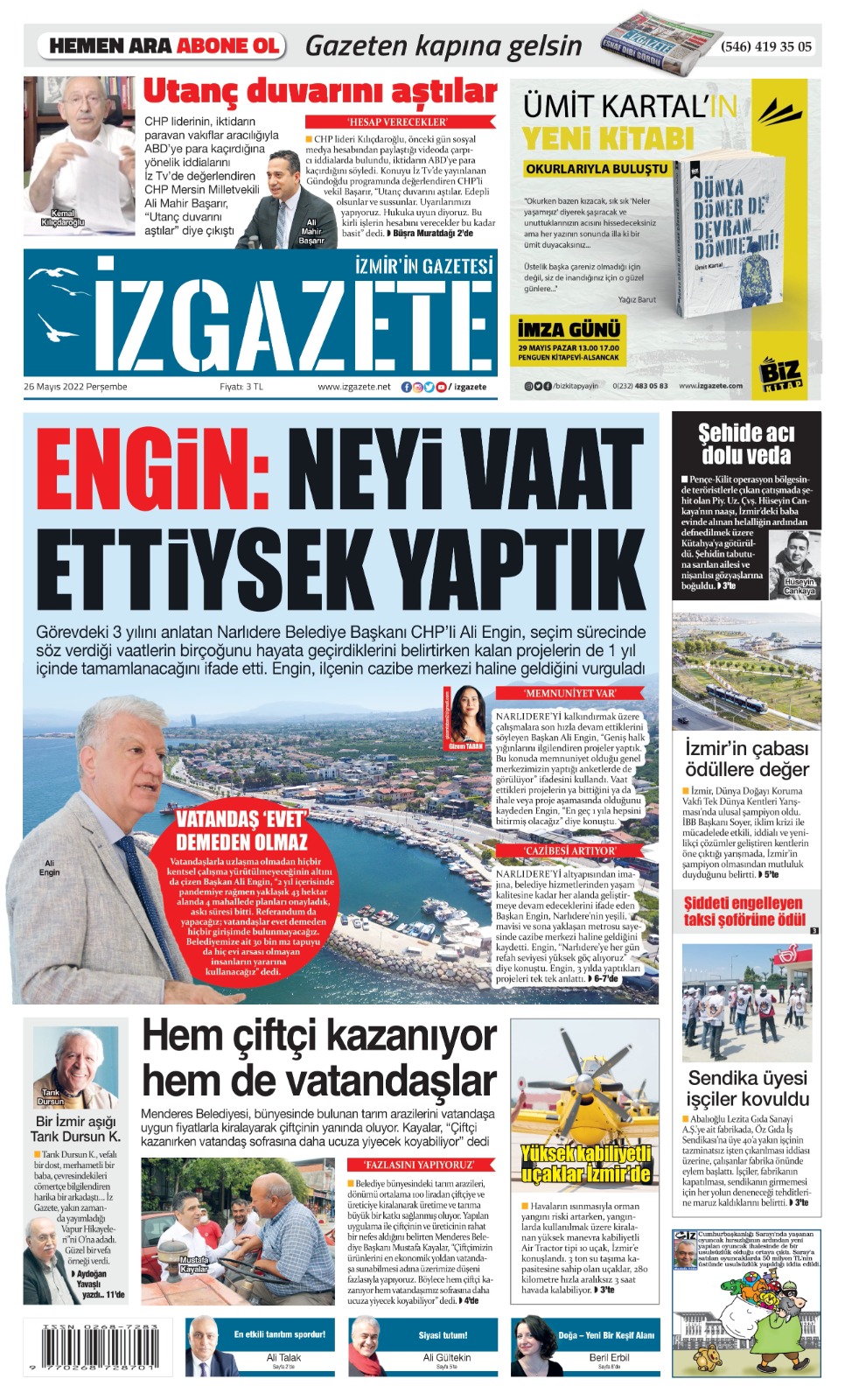 İz Gazete - İzmir'in Gazetesi - 26.05.2022 Manşeti