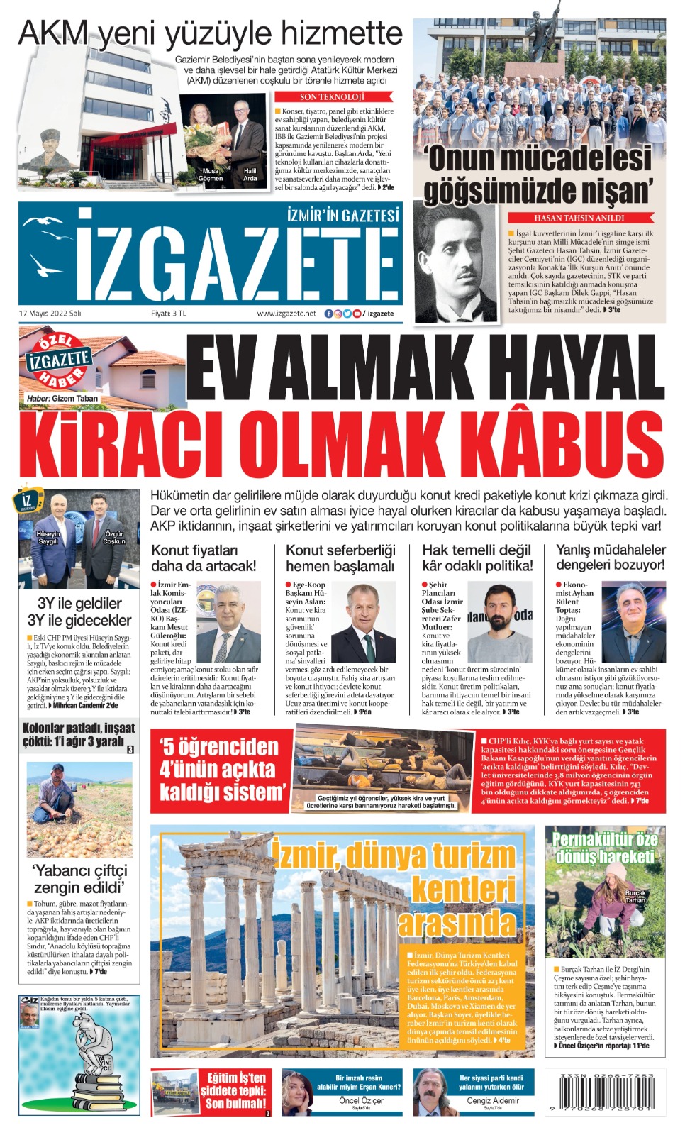 İz Gazete - İzmir'in Gazetesi - 17.05.2022 Manşeti