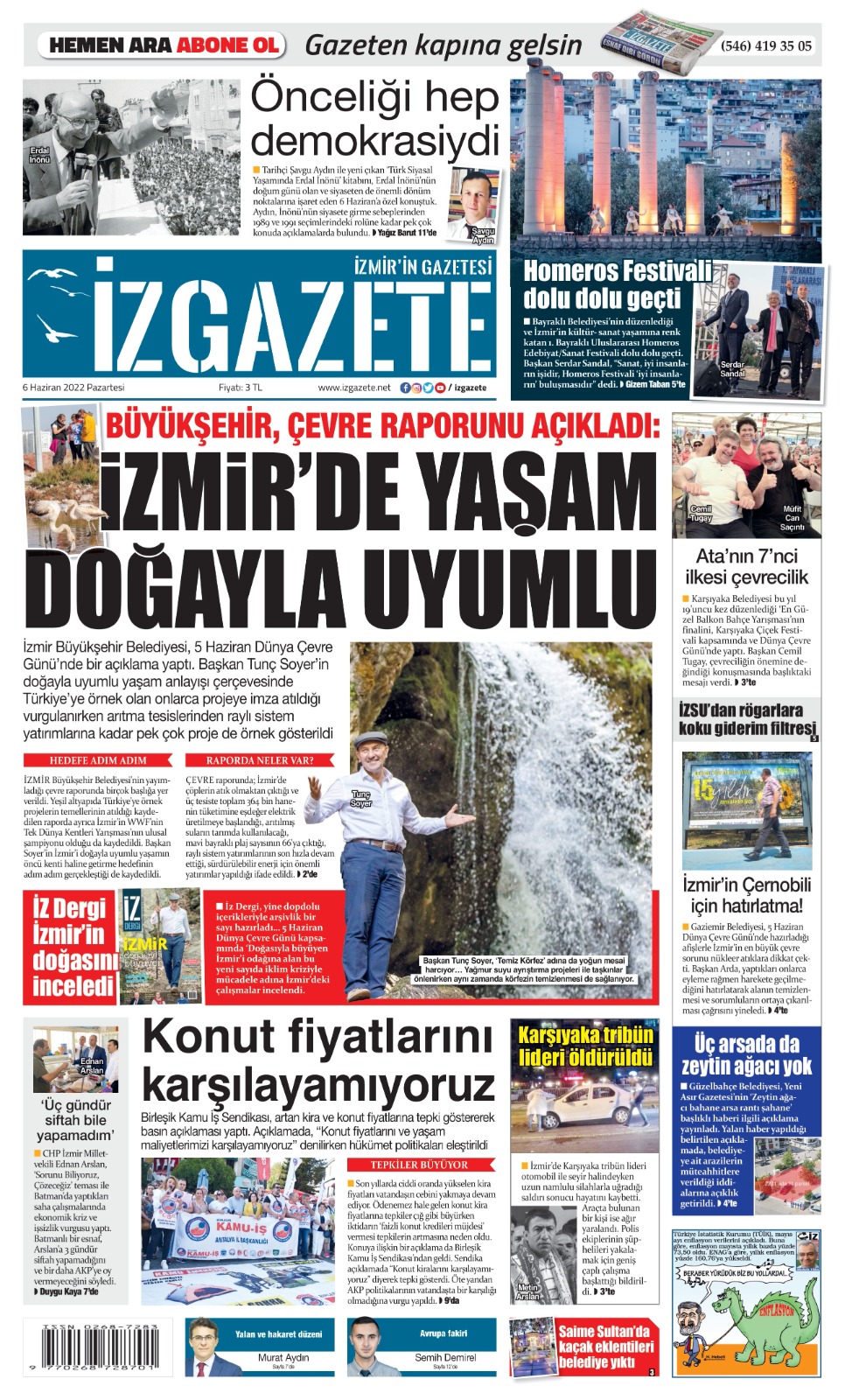 İz Gazete - İzmir'in Gazetesi - 06.06.2022 Manşeti