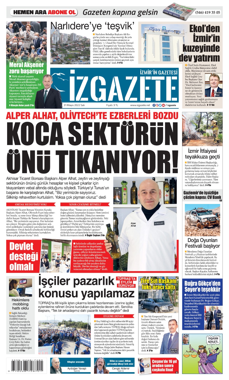 İz Gazete - İzmir'in Gazetesi - 31.05.2022 Manşeti