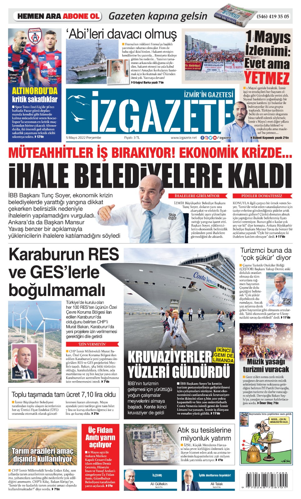 İz Gazete - İzmir'in Gazetesi - 05.05.2022 Manşeti