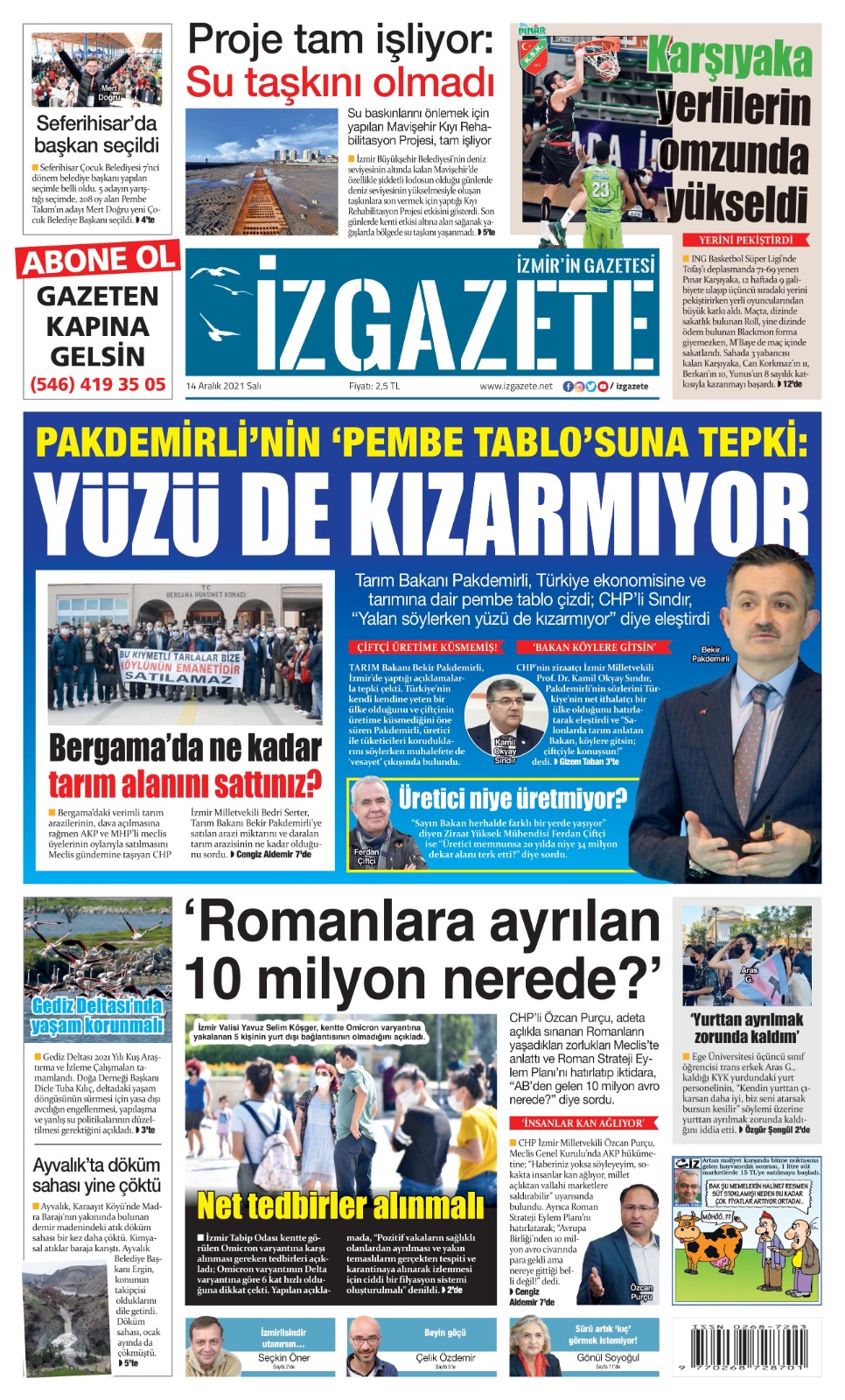 İz Gazete - İzmir'in Gazetesi - 14.12.2021 Manşeti