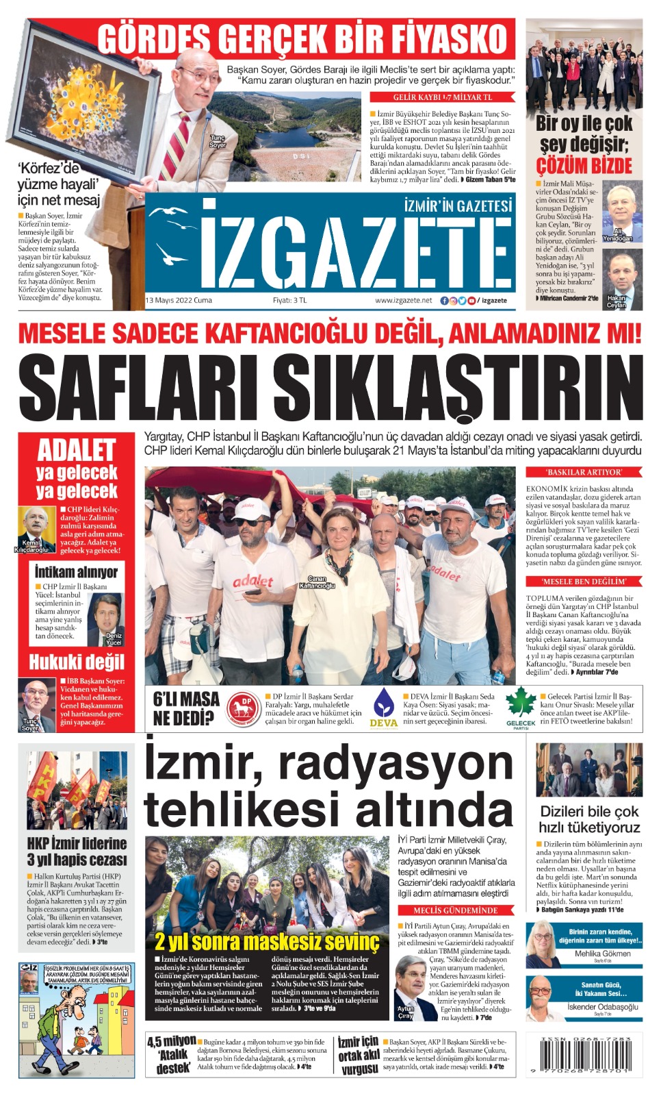 İz Gazete - İzmir'in Gazetesi - 13.05.2022 Manşeti
