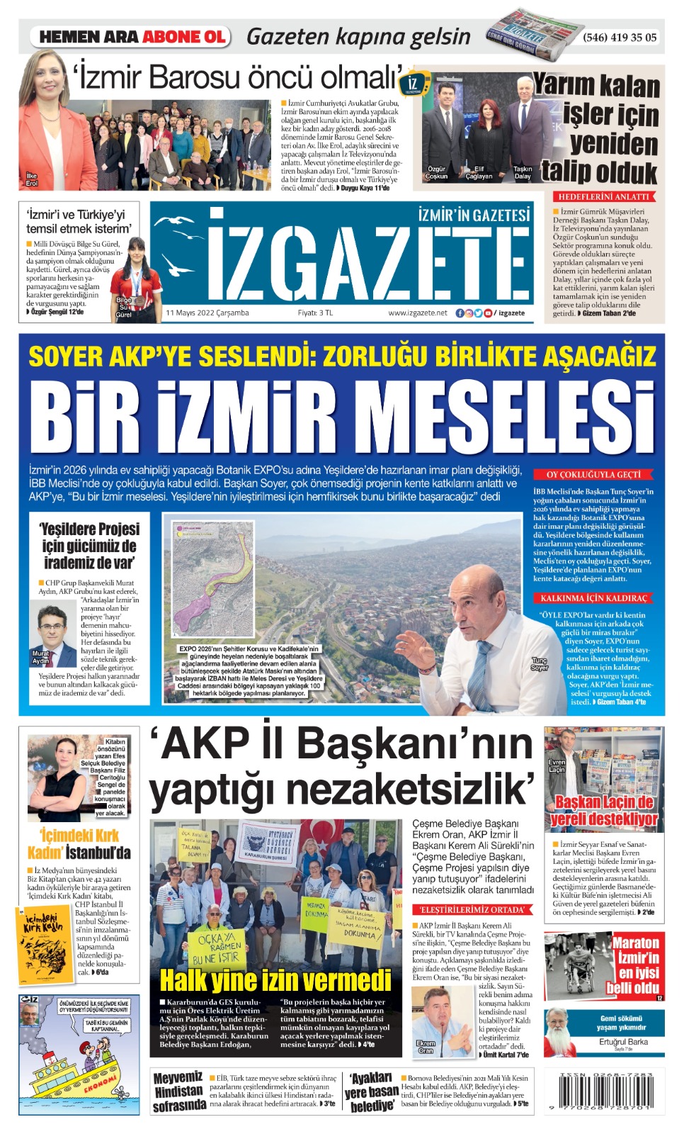 İz Gazete - İzmir'in Gazetesi - 11.05.2022 Manşeti
