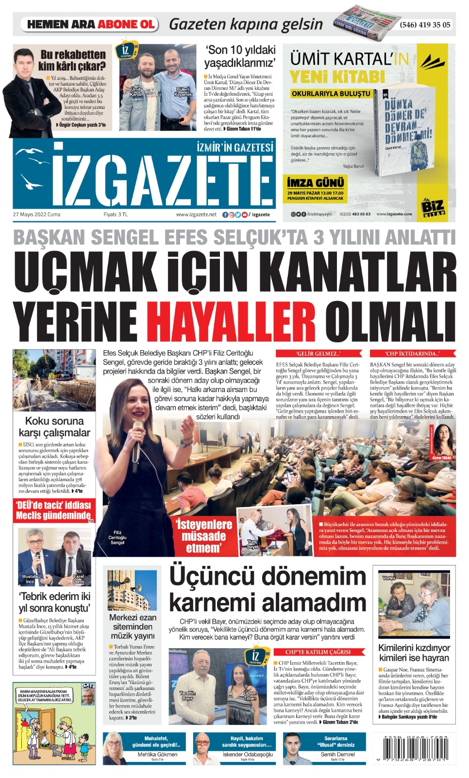 İz Gazete - İzmir'in Gazetesi - 27.05.2022 Manşeti